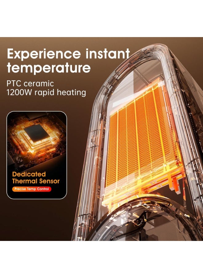 زيترا 1200W PTC سخان السيراميك الرياح الدافئة الرياح الباردة متوافقة برج مروحة الإعصار 2 ثانية دافئة الوضع الإيكولوجي تصميم صامت التحكم عن بعد لوحة عرض LED وظيفة التوقيت زاوية واسعة إمدادات الهواء التلقائي إيقاف منع الإفراط في التدفئة خفيفة الوزن المدمجة دافئة القدمين سخان سطح المكتب مصغرة توفير الطاقة معدات التدفئة مكتب غرفة النوم غرفة المعيشة غرفة الملابس المرحاض أجهزة الشتاء - Image 5